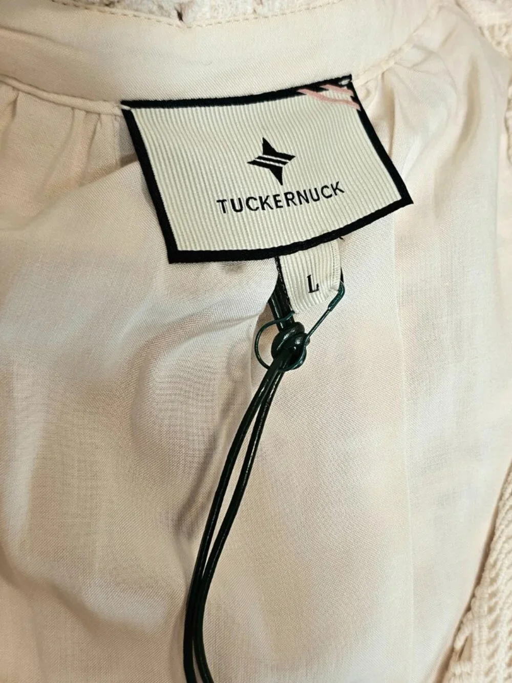 Tuckernuck Lace Tiered Mini Dress Size L NWT Cream Eyelet Boho - Picture 8 of 10